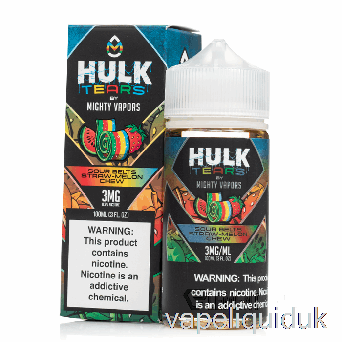 Sour Belts Straw Melon Chew - Hulk Tears - 100mL 0mg Vape Liquid